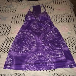 Purple bulls-eye tye-dye Belle du Jour dress